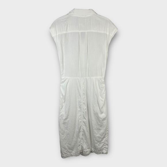 Frame Womens size Medium Linen Twist-Front Ramie Midi Dress White Lwwd0628 - Picture 3 of 13